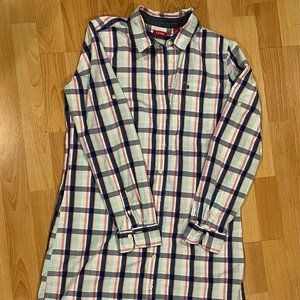 IZOD Plaid Long Sleeve Shirtdress Medium